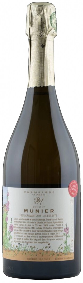 Бенуа Мюнье Краман Гран Крю Миллезим Блан де Блан Брют Натюр 2018 (Benoit Munier Cramant Grand Cru Millesime Blanc de Blancs Brut Nature 2018)
